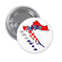 Croatian Flag in Map Pinback Buttons