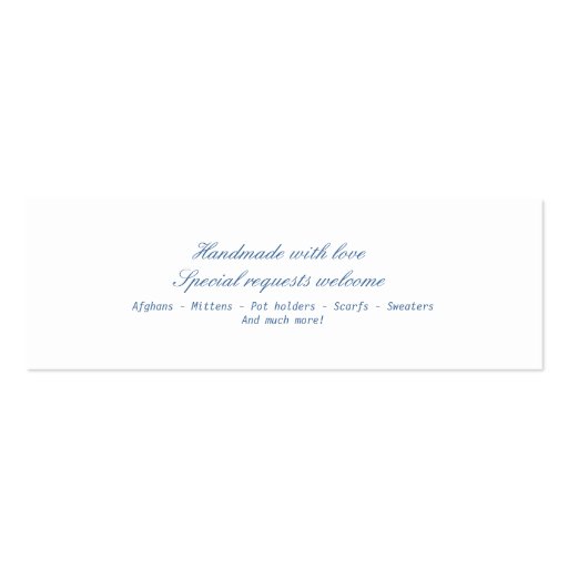 Crochet and Knitting customizable business card (back side)