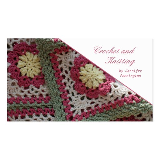 Crochet and Knitting customizable business card (front side)