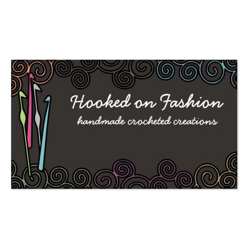 crochet hooks colorful yarn business cards (front side)