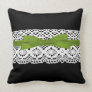crochet lace effect green ribbon damask pillows