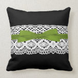 crochet lace effect green ribbon damask pillows