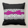 crochet lace effect pink ribbon damask throw pillows