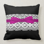 crochet lace effect pink ribbon damask throw pillows