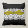 crochet lace effect yellow ribbon damask throw pillow
