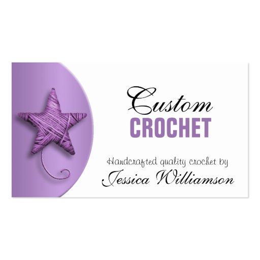 Crochet - Star Shaped Yarn Purple Business Cards (front side)