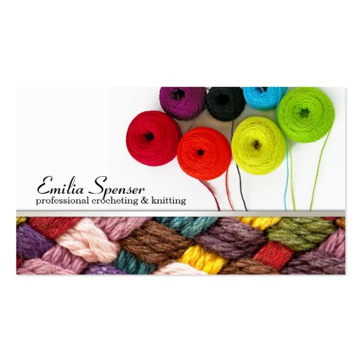 Crocheting & Knitting Colorful Business Card (front side)