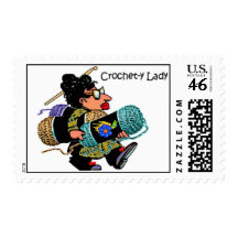 Crochety Lady Postage Stamps