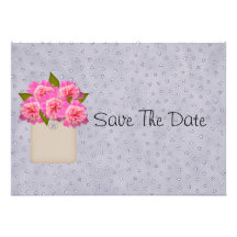 Crock Of Peonies Save The Date Custom Invitations