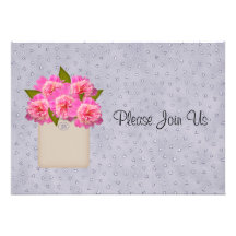 Crock Of Peonies  Wedding Invitation