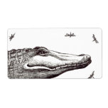 Crocodile alligator dragonflies fun art drawing personalized shipping label