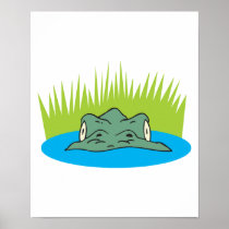 crocodile head in the water print