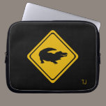 crocodile road sign laptop sleeves