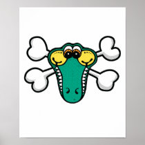 Crocodile Skull and Crossbones Print