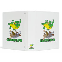 crocodile stomping on hunter cartoon vinyl binders