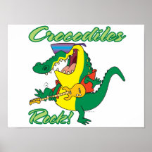 crocodiles rock music croc cartoon print