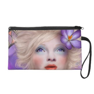 Crocus Girl Art Nouveau Painting Wristlet