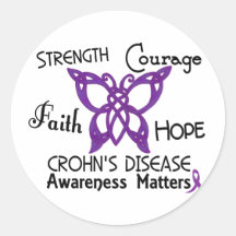 Crohn’s Disease Celtic Butterfly 3 Round Stickers
