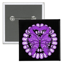 Crohn's Disease Butterfly Circle of Ribbons Pins
