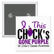 CROHNS DISEASE Chick Gone Purple Button
