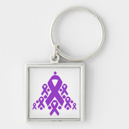 Crohn's Disease Christmas Ribbon Tree Key Chains