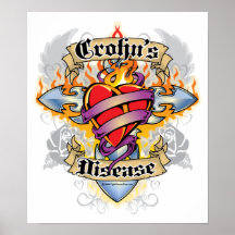 Crohns Disease Cross & Heart Print