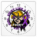 Crohn's Disease Fight Like A Girl Attitude wall clocks