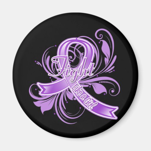 Crohn's Disease Fight Like a Girl Flourish Refrigerator Magnets