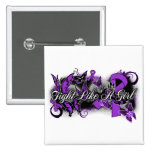 Crohn's Disease Fight Like A Girl Grunge Butterfly buttons