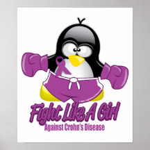 Crohn's Disease Fighting Penguin Poster
