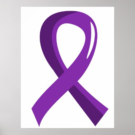Crohn's Disease Purple Ribbon 3 Print Zazzle