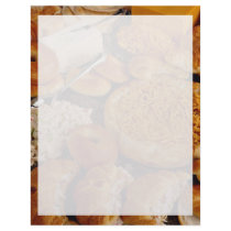 Croissants and platina bread with seafood salad an personalized letterhead