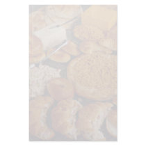 Croissants and platina bread with seafood salad an custom stationery