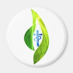 Croix bleue dans flamme verte fridge magnets