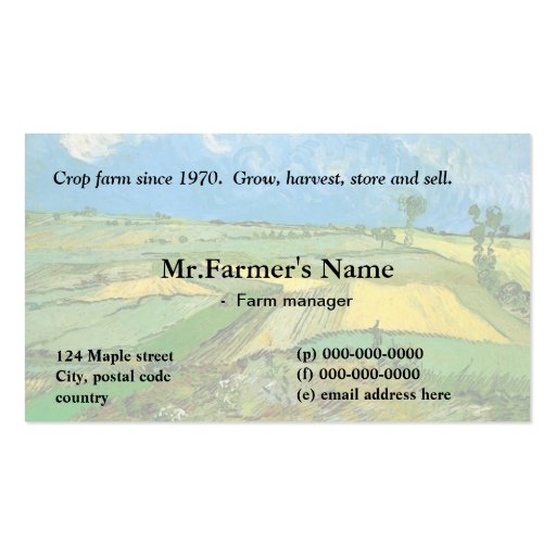 Crop farm business card (back side)