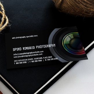 Cropped Camera Lens Photographers Business Card Template