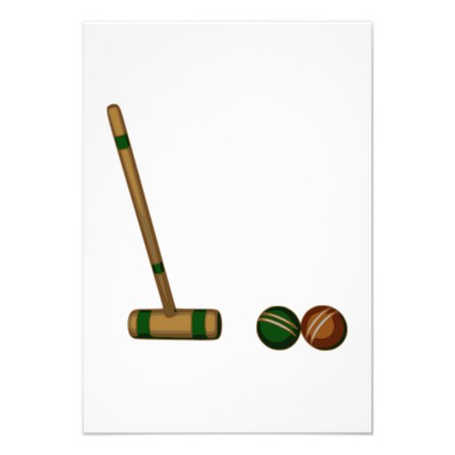 Croquet Mallet and Balls Custom Announcements