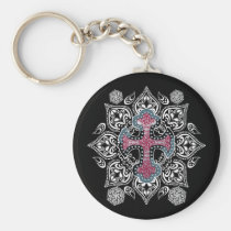 cross, rock, Keychain with custom graphic design