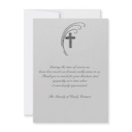 Cross and Fern - Bereavement Thank You Notecard invitation