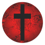 CROSS AND FLORAL RED PATTERN sticker