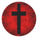 CROSS AND FLORAL RED PATTERN stickers