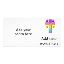 Cross and hearts #2 ( 3-D pastel ) Custom Photo Card