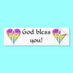 Cross and hearts #5 ( 3-D pastel ) bumper stickers