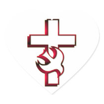 Cross and Holy Spirit / Holy Ghost Heart Sticker