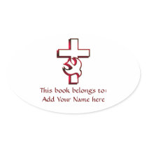 Cross and Holy Spirit / Holy Ghost Oval Sticker