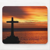 cross and sunset  mousepad mousepads