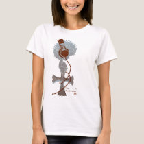 illustration, music, club, hiphop, pop, funny, humorous, vintage, cool, street, colorful, cute, rock, girl, diva, lady, afro, female, hip-hop, rap, house-music, techno, cross, music genres, Shirt with custom graphic design