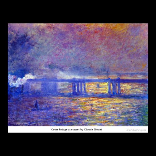 Cross bridge at sunset by Claude Monet Poster