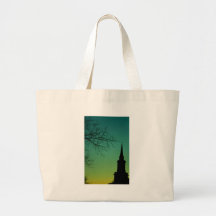 Cross Church Steeple at Twilight Canvas Bags