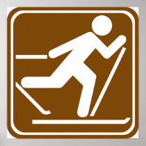 Cross Country Skiing Highway Sign Posters